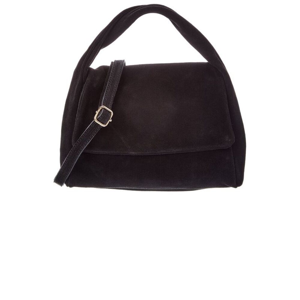 Italian Leather Pauline Leather Top Handle Bag, Black